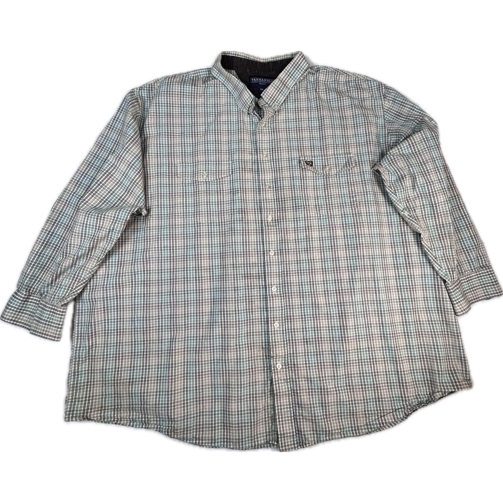 Panhandle Select Mens 5XL Western Shirt Plaid Long Sleeve Button Up Cotton